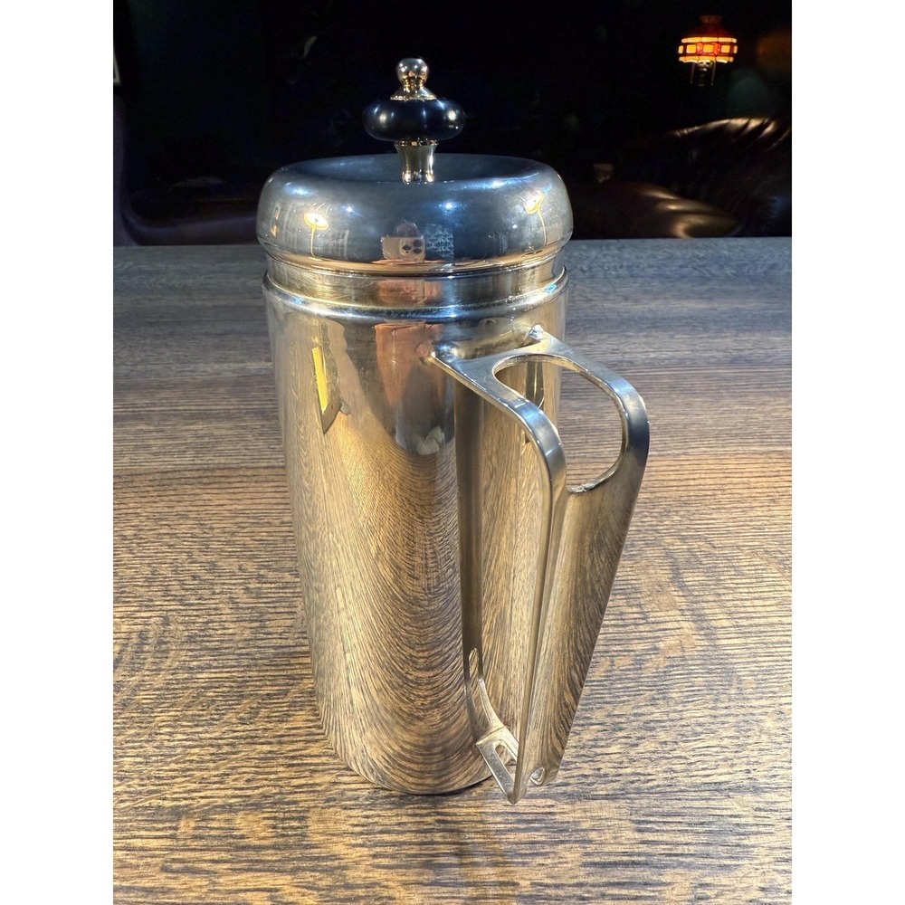 1930s Art Deco Silver Plated Coffee Pot: Bakelite & Brass Finial - Picture 10 of 11